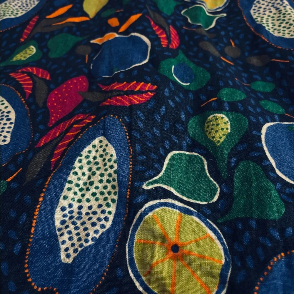 Gudrun Sjoden Large Linen Tropical Fruit dress - Swedish Designer MUMU like - Picture 2 of 6